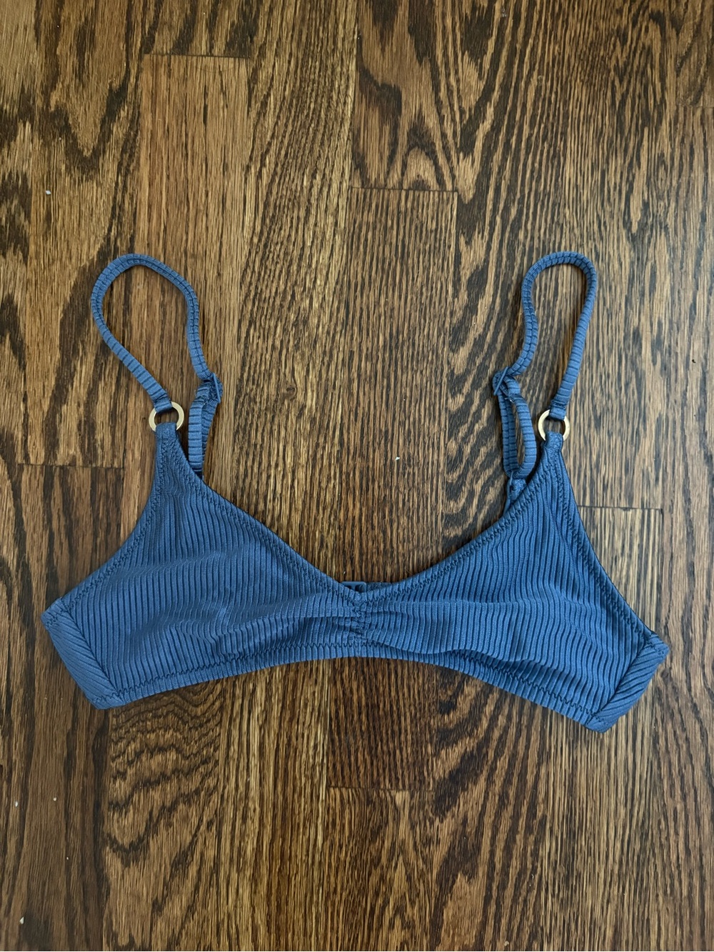 aerie Ribbed Bikini Top in Slate Blue
